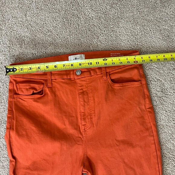 7 For All Mankind Orange Ultra High Rise Skinny Bootcut Jeans Size 32 - Picture 2 of 8